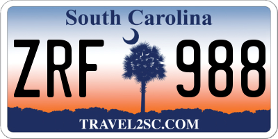 SC license plate ZRF988