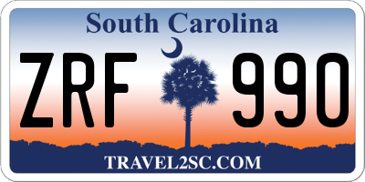 SC license plate ZRF990
