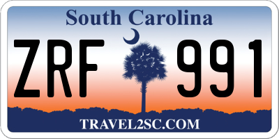 SC license plate ZRF991