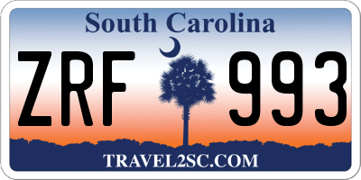 SC license plate ZRF993
