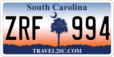 SC license plate ZRF994