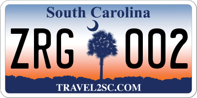 SC license plate ZRG002