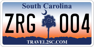 SC license plate ZRG004