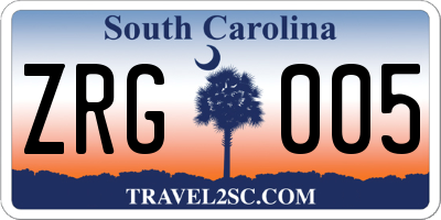 SC license plate ZRG005
