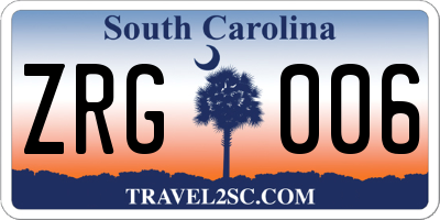 SC license plate ZRG006