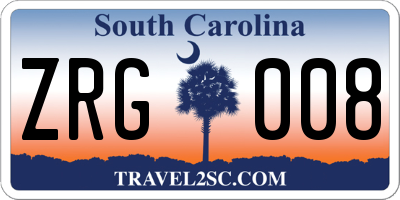 SC license plate ZRG008