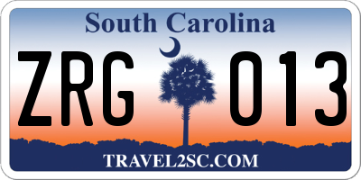 SC license plate ZRG013