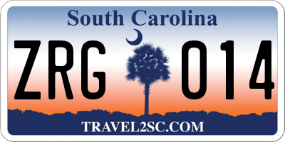 SC license plate ZRG014