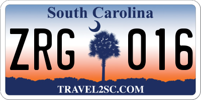 SC license plate ZRG016