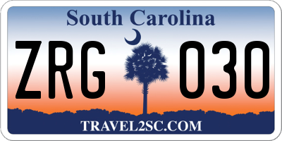 SC license plate ZRG030