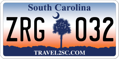 SC license plate ZRG032