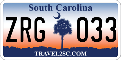 SC license plate ZRG033