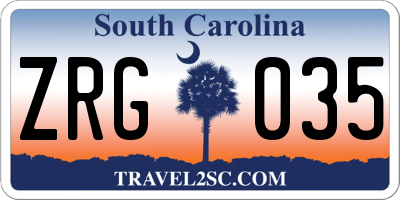 SC license plate ZRG035