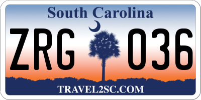 SC license plate ZRG036