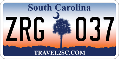 SC license plate ZRG037