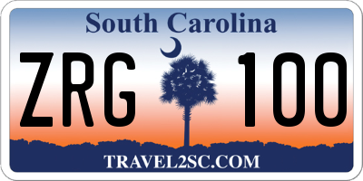 SC license plate ZRG100