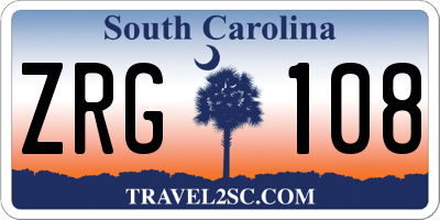 SC license plate ZRG108