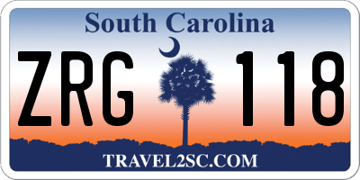 SC license plate ZRG118