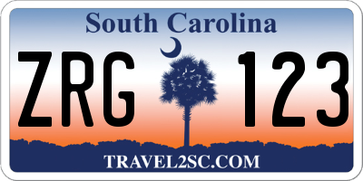 SC license plate ZRG123