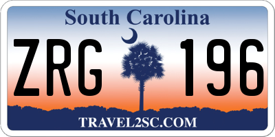 SC license plate ZRG196