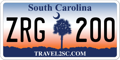 SC license plate ZRG200