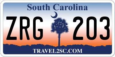 SC license plate ZRG203