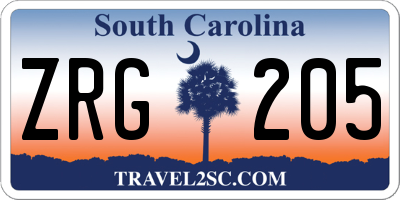 SC license plate ZRG205