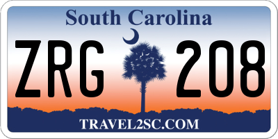 SC license plate ZRG208