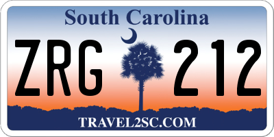 SC license plate ZRG212