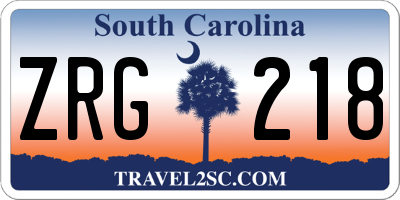 SC license plate ZRG218