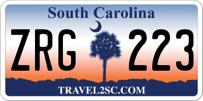 SC license plate ZRG223