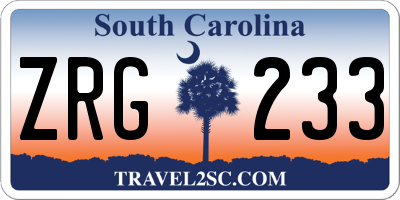 SC license plate ZRG233