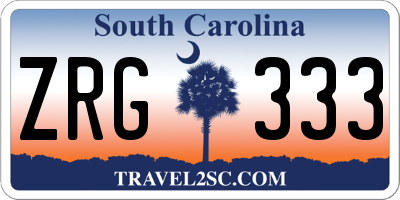 SC license plate ZRG333