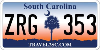 SC license plate ZRG353