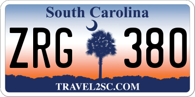SC license plate ZRG380