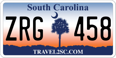 SC license plate ZRG458