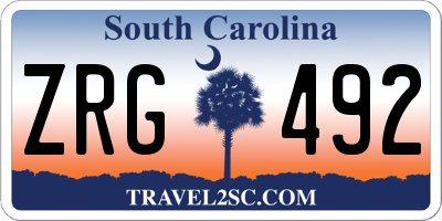 SC license plate ZRG492