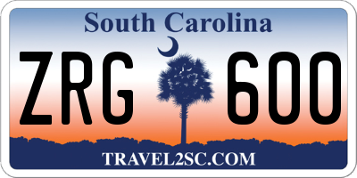 SC license plate ZRG600