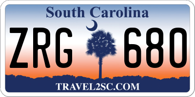 SC license plate ZRG680