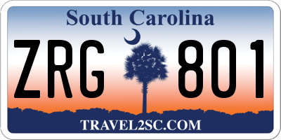 SC license plate ZRG801