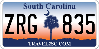 SC license plate ZRG835