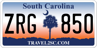 SC license plate ZRG850
