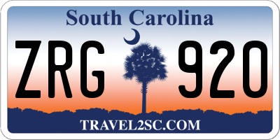 SC license plate ZRG920