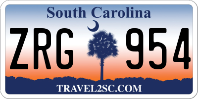 SC license plate ZRG954