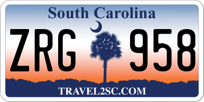 SC license plate ZRG958