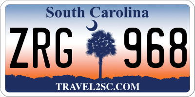 SC license plate ZRG968