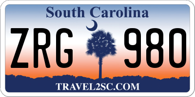 SC license plate ZRG980