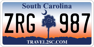 SC license plate ZRG987