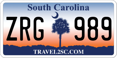 SC license plate ZRG989