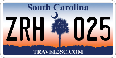 SC license plate ZRH025